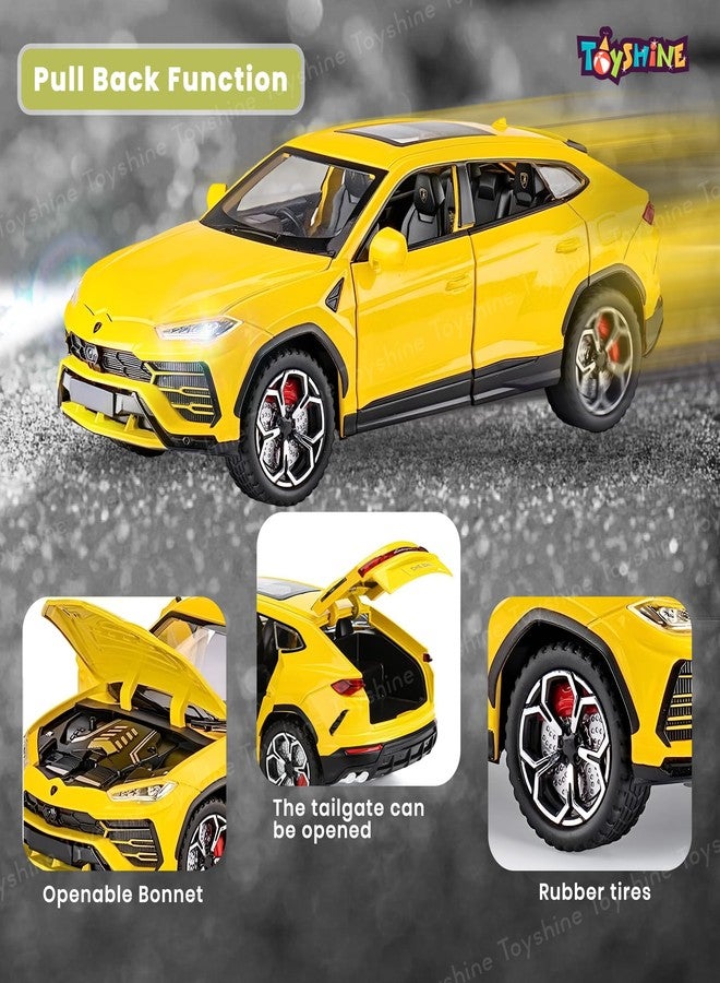 Toyshine 1:24 Scale Die Cast Lambo Vehicle Toy Car with Music and Lights Along with Pull Back Function,Opening Doors and Back Feature for Kids Boy Girl 3+, Yellow - Image 3